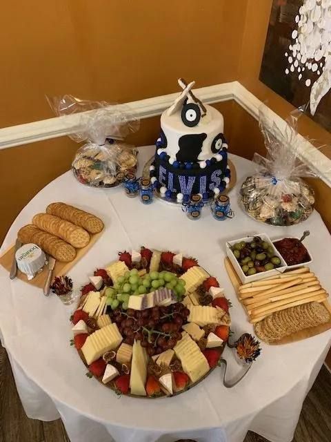 Charcuterie board on a banquet table
