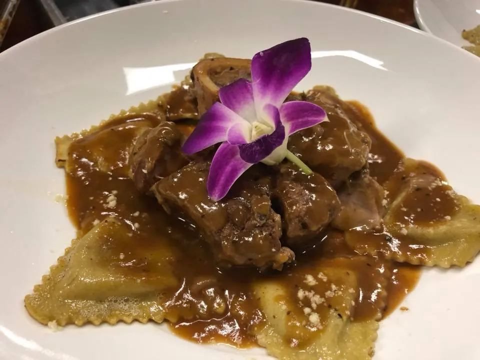 Ravioli in a mushroom sauce